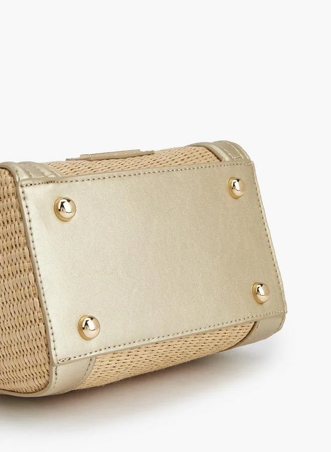 Peppermint GOLD Textured Crossbody Bag With Double Handle for Women | Best Price UAE